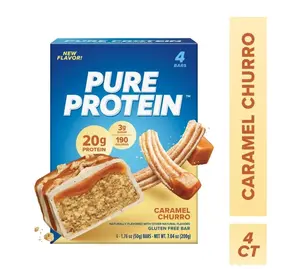 Pure Protein Caramel Churro Bars 20g Protein Gluten Free 1.76 oz 4 Count High Protein Snack Bars US New Flavor