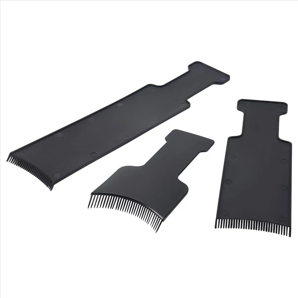 3Pcs Long Hair Highlighting Sectioning Board Set, Barber Flat Top Paddle Board Comb Pack for Hair Coloring, DIY Hairdressing Tint Tool (Black), Set Pack