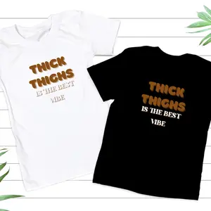 Thick Thighs Brown Sugar, Womenswear, Ribbed Collar, Plus Sizes Tshirt Cotton Comfort Top
