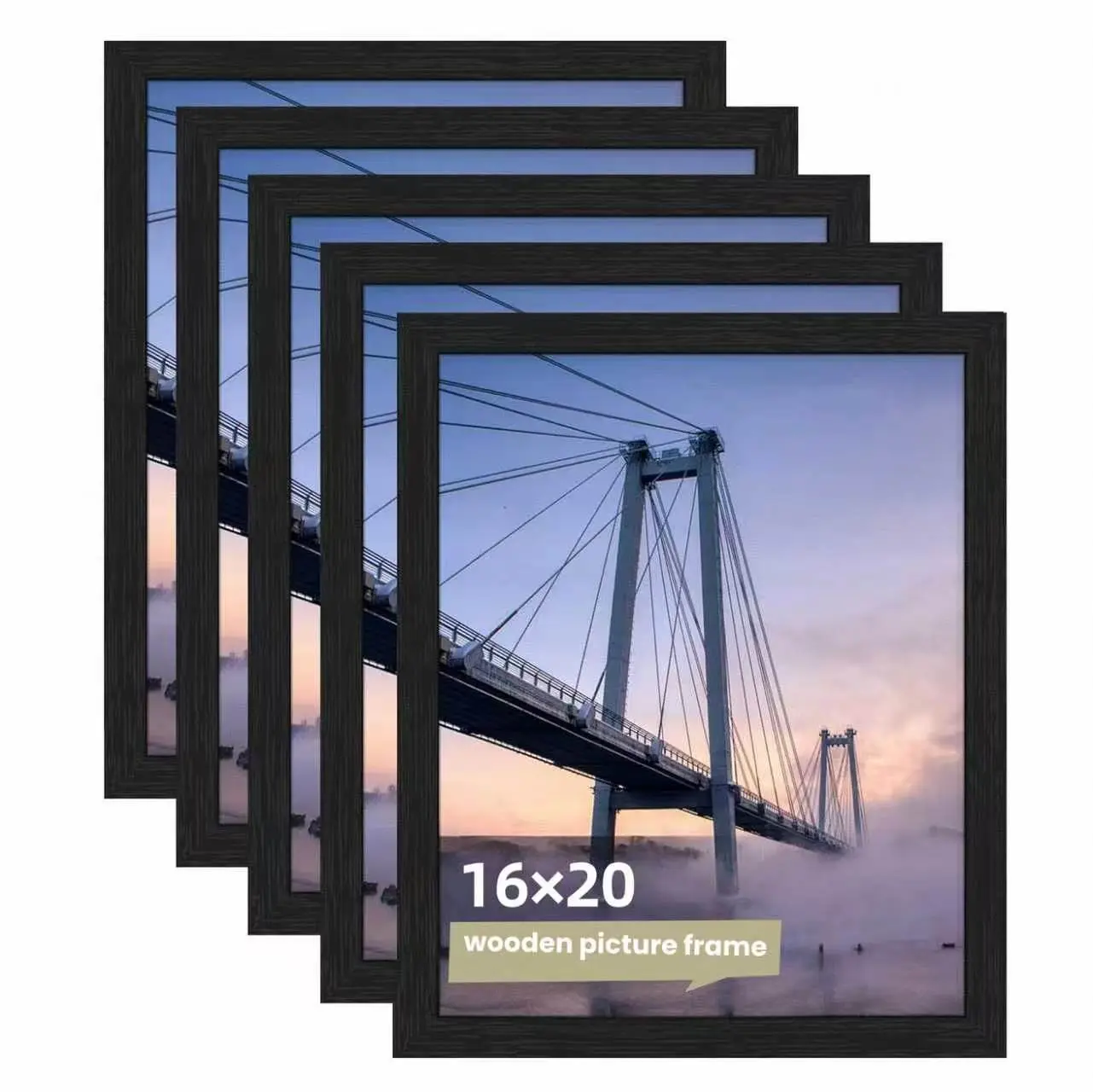 5 Pcs Front Loading Black Picture Frame  Picture Frame Set of Wall Gallery Photo Frames for Wall Mounting or Tabletop Display,Suitable for wall or tabletop displays, 11x14, 12x16, and 16x20 inch sizes.
