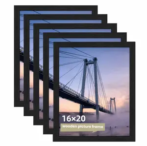 5 Pcs Front Loading Black Picture Frame  Picture Frame Set of Wall Gallery Photo Frames for Wall Mounting or Tabletop Display,Suitable for wall or tabletop displays, 11x14, 12x16, and 16x20 inch sizes.
