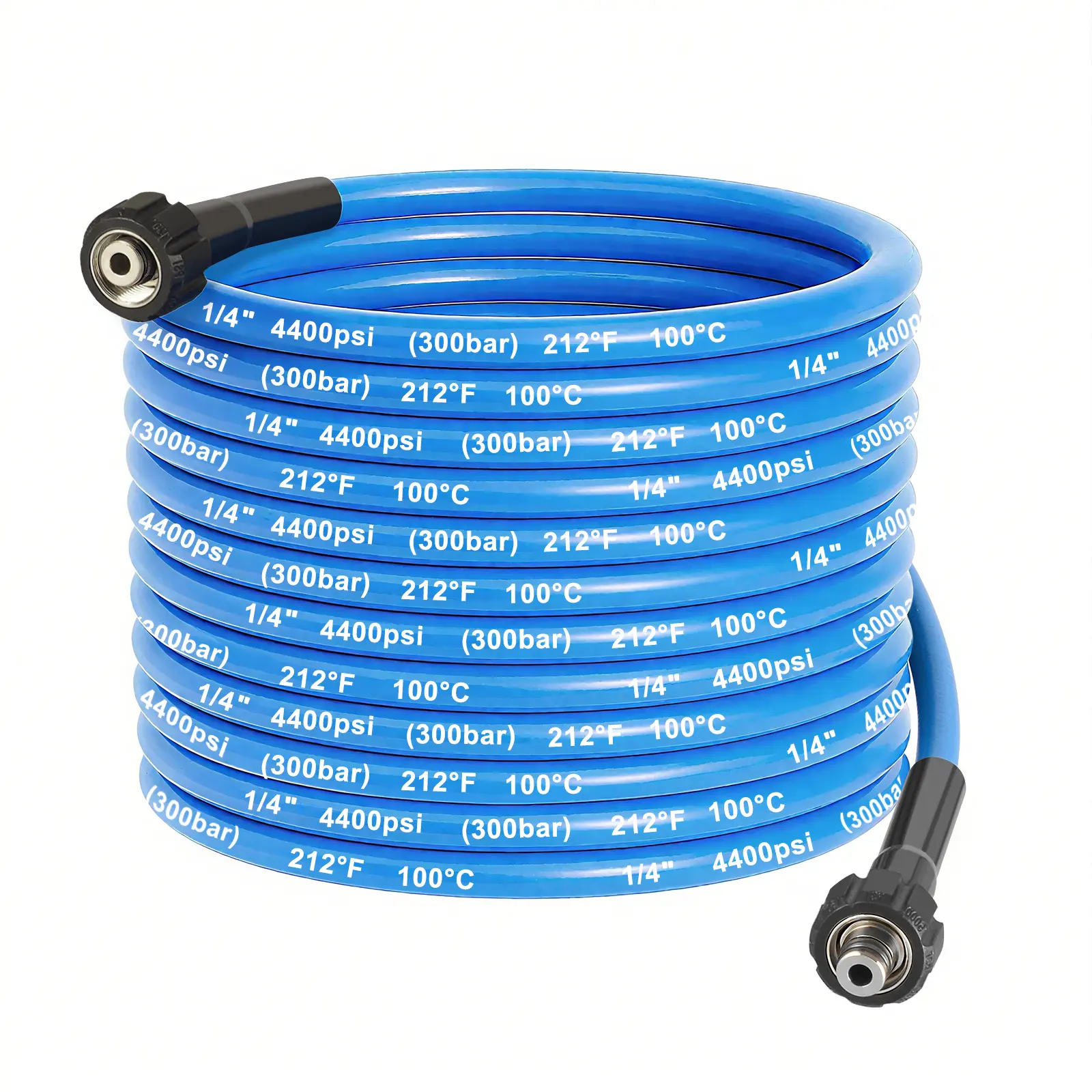 NowWash 4400PSI Heavy Duty High Pressure Steel Braided Rubber Hose, 10M/15M/30M Extension with M22-14/15mm Fittings, Flexible Cold-Weather Design for Car Washing, Driveway Cleaning, Heavy Duty Hose, Steel Braided Hose