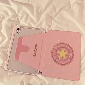 Magic Card Sakura Magic Array 360° Rotating Stand iPad Case, Acrylic Anti-Drop Protective Cover for iPad 10th Gen 9th Gen 8th Gen 7th Gen