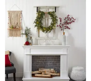 Nearly Natural 24" Holiday Pre-Lit Cascading Pine Wreath