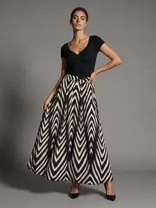 Women's Plus Size Elegant Zebra Print Long Dress, High Waist Flowy A-Line Skirt, Perfect for Work and Dinner