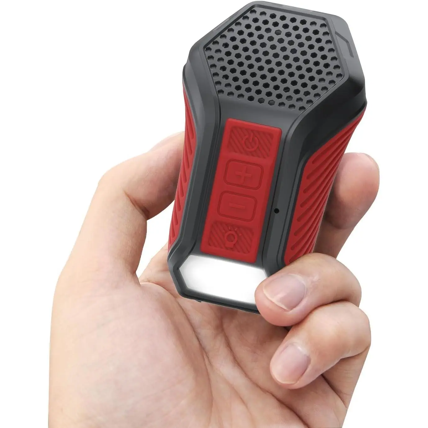 Wearable  Speaker, Mini Clip- Portable Speaker with Light &  Lamp, Built-in Mic, Hands-Free Calling, for Work, Cycling, Golf & Outdoor Use (Red)