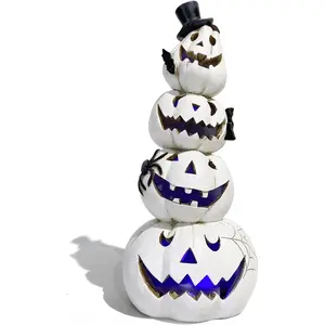 Halloween Pumpkin Decorations Indoor Halloween Decorations Clearance for Table/Halloween/Window/Present Box/Gift/Courtyard Corridor (White Stacked Pumpkins)…, Stacked Pumpkin White