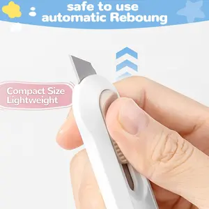 4pcs Retractable Utility Knife, Portable Expandable Mini Box Cutter for Envelopes, Cardboard, Packages| Safe Office & Home Craft Tool, Gift Set with Blade Storage