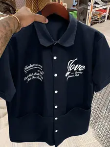 Men's High Energy Embroidered Short Sleeve Shirt, Casual Fashion Style, Perfect for Daily Wear and Outdoor Activities