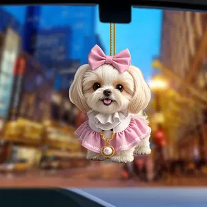 Cute Dog Design Acrylic Hanging Ornament, Car Rearview Mirror Hanging Decoration, Car Interior Decoration Accessories for Women & Girls, Girly Car Accessories