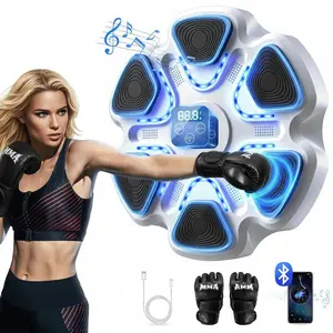 Music Boxing Machine,Smart Boxing Machine for Adults & Kids,Boxing Training Machine with Boxing Gloves, Music Playback Boxing Workout Equipment Target for Home, Office, Gym (W-Blue), wall machine