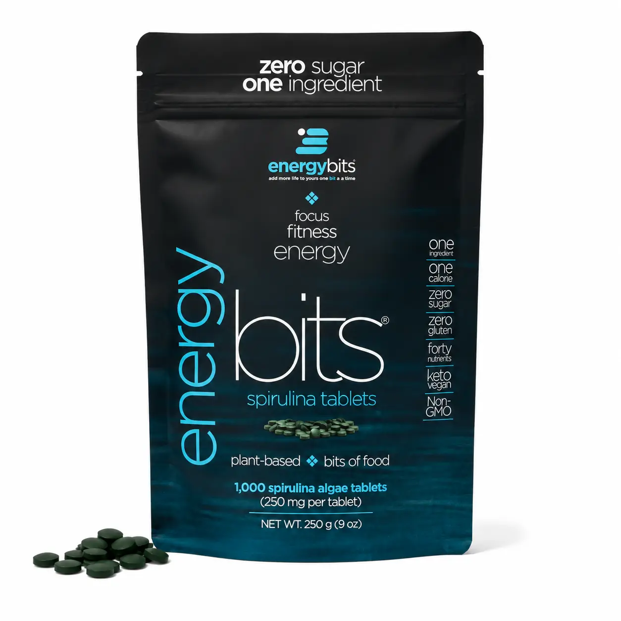 ENERGYbits Spirulina Tablets | 1,000 Tablets | Plant-Based Superfood
