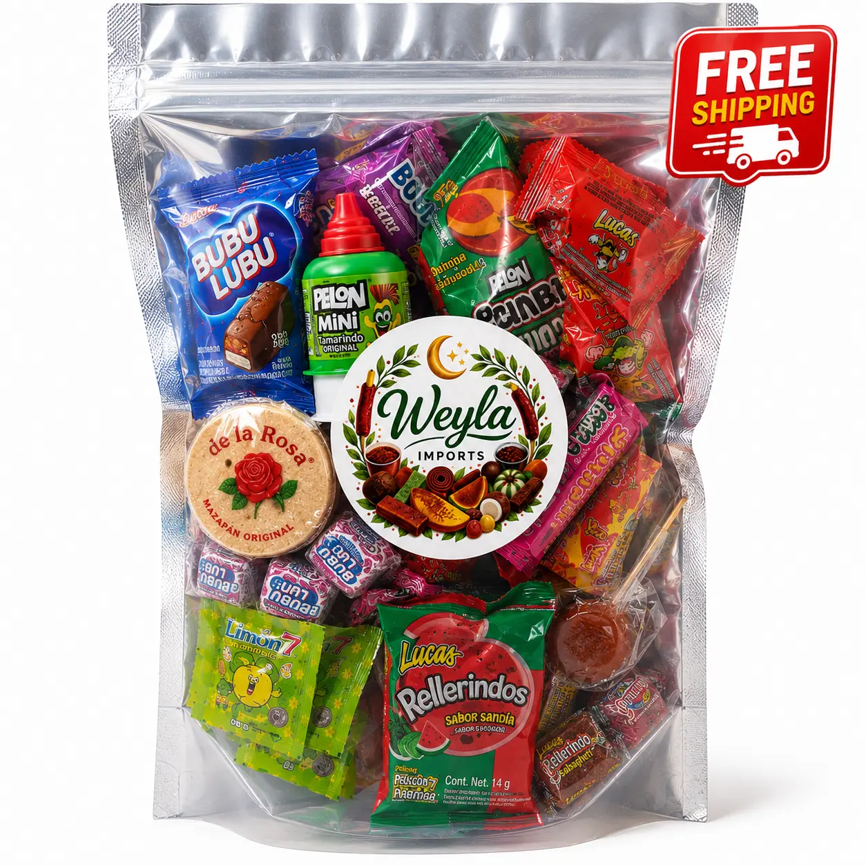 Weyla Imports Mexican Assorted Candies Snack Pack - High Sugar, Sweet, Sour & Spicy Fruit Dulces Mexicanos Variety Gift Set