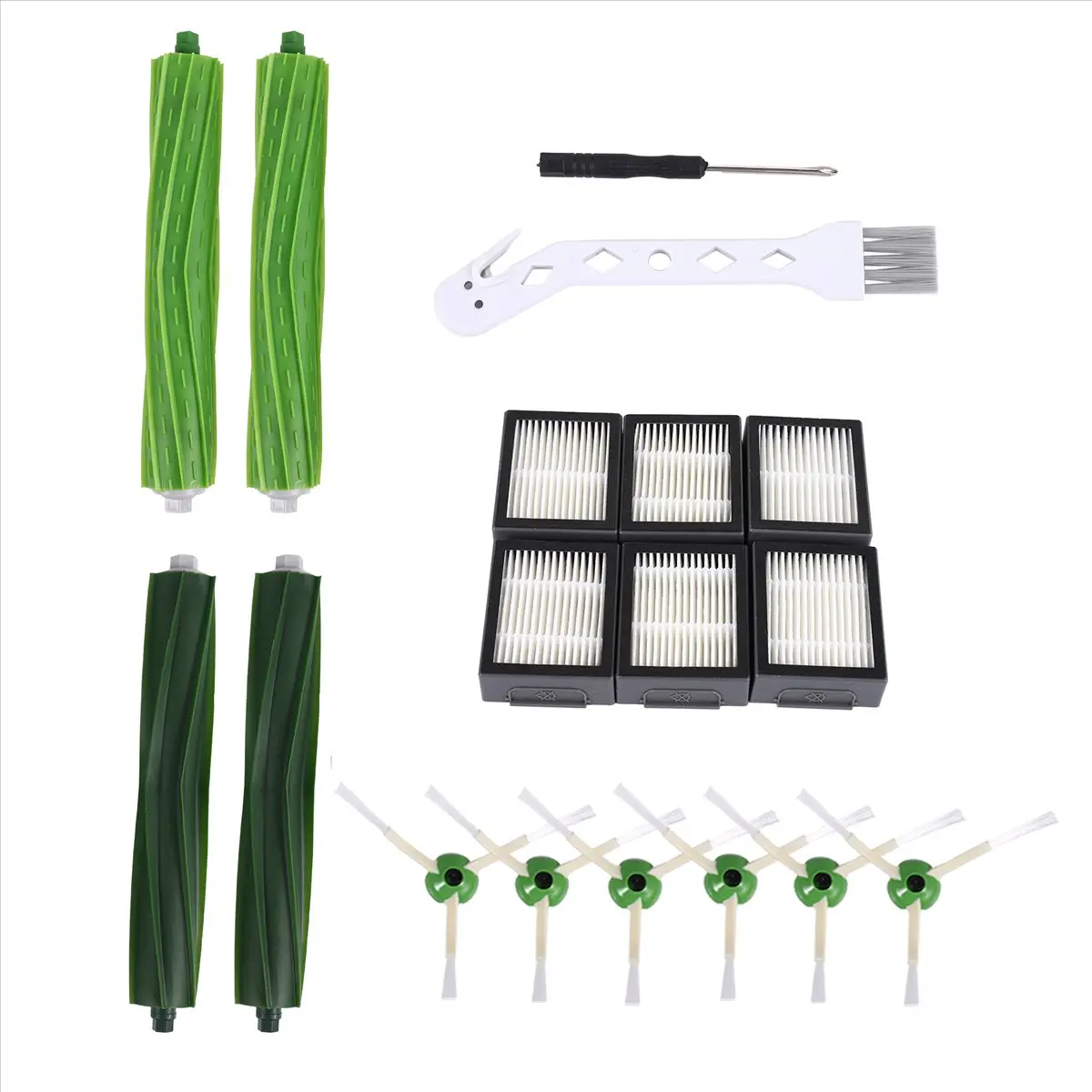 Robot Vacuum Replacement Parts Kit - Floor Cleaning Tool, Main Brush, Side Brush, HEPA Filter, Dust Removal Accessory for iRobot Roomba I3-I4-I6-I7-I8-E5-E6-E7 (Replace Every 2-3 Months, Extends Robot Vacuum Life, Improves Suction & Performance), Extends,