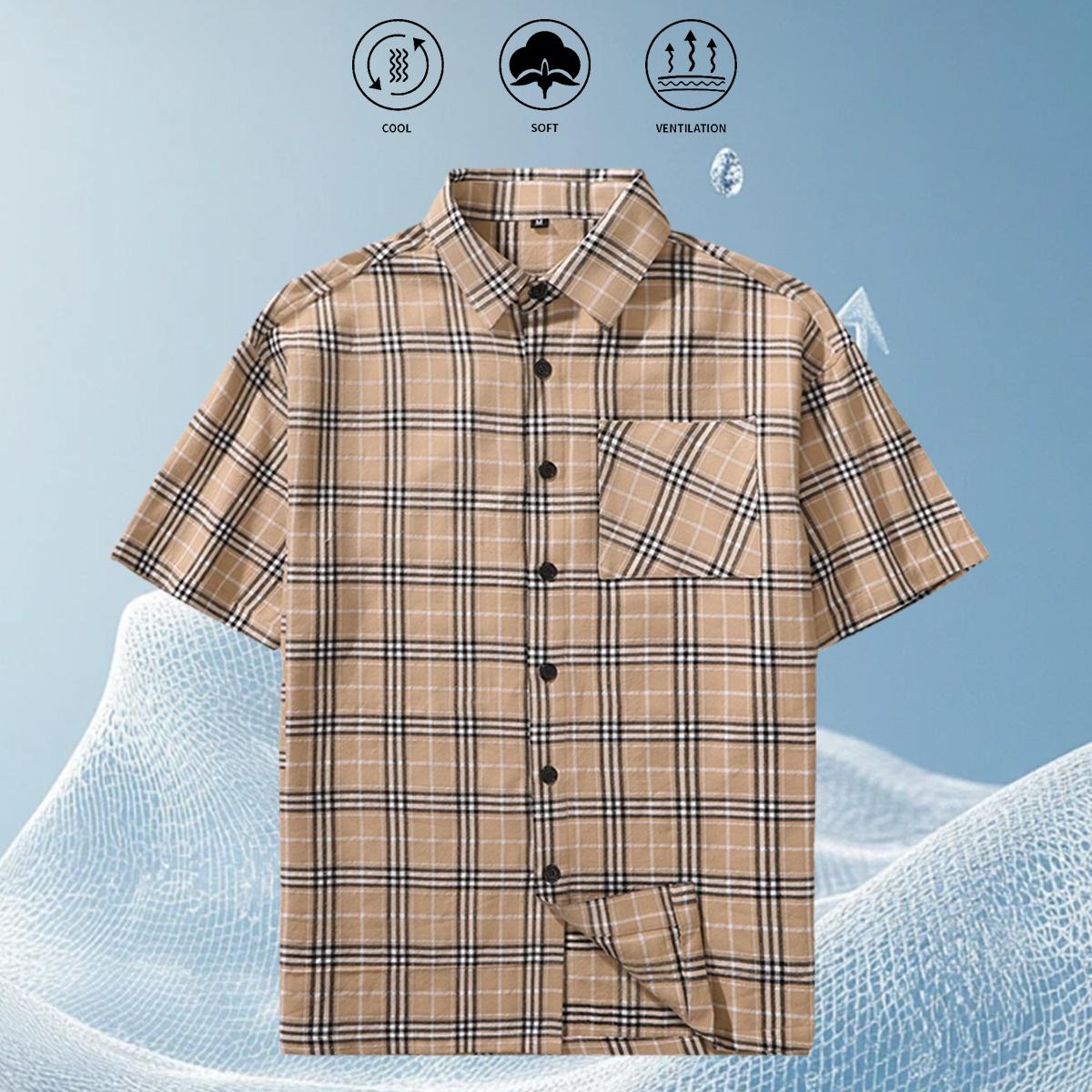 Men’s casual, comfortable striped short-sleeve shirt pack of 5 — ideal for going out and pairing with casual outfits.