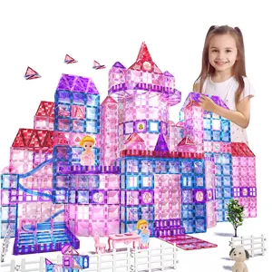 144-Piece Latex-Free Nitrosamine-Free Diamond Colorful Window Magnetic STEM Building Blocks Set - Includes 1 Figure, Educational Learning Toy for Kids with Hands-On Skills Development, Memory Training & Observation, Halloween Gift