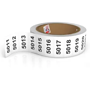 Consecutively Numbered Labels. Measure: 1.5" X 0.75" Paper Material (Various Number Sequences ) (5001-6000)