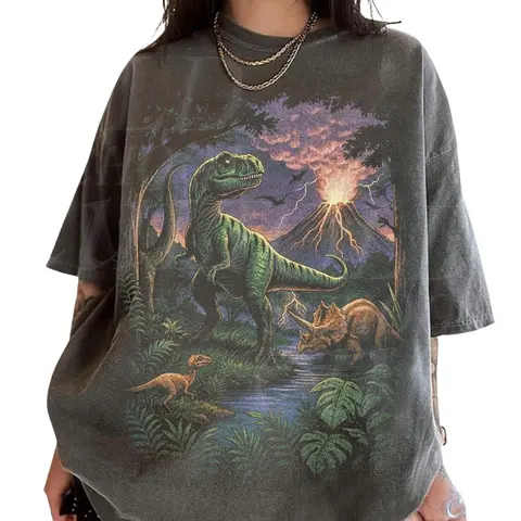 Vintage Jurassic Dinosaur 90s Comfort Color, 90s Prehistoric Graphic Tee, Dino Top, Nostalgia Nature Gift, Crew Neck, Menswear Top, Womenswear Top Underwear Streetwear