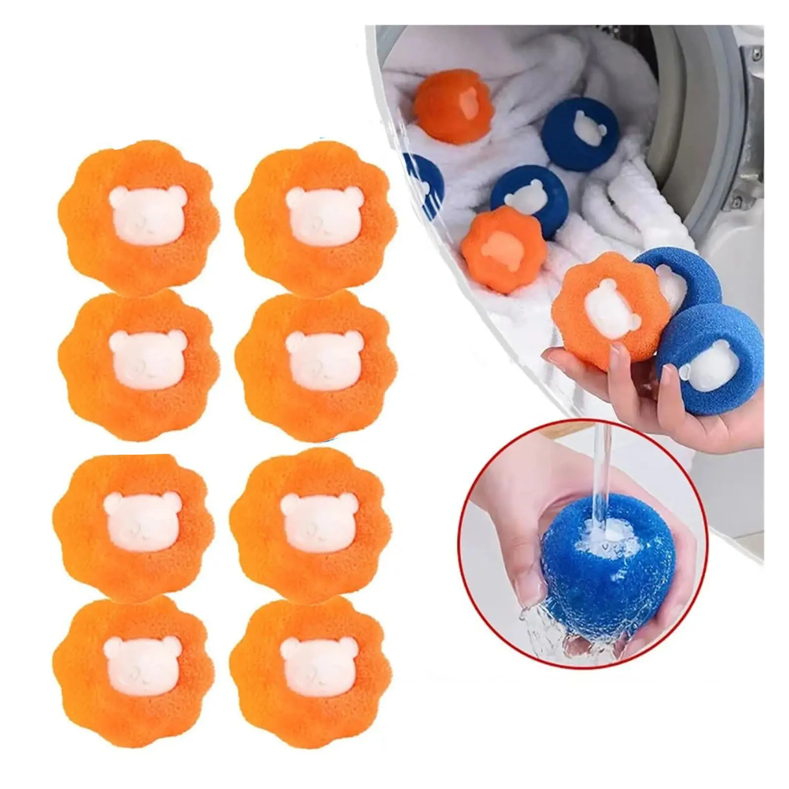 8PCS Reusable Laundry Washing Machine Hair Filters, Pet Hair Catcher, Lint Trap to Prevent Clogged Drainage Pipes