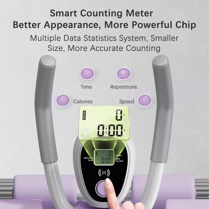 FURICA Adjustable AB Trainer with LCD Monitor Foldable Core Workout Machine for Arms Legs & Buttocks Shaping Home Fitness Equipment 8-Level Height 3-Level Incline Automatic Tracking