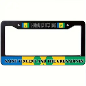 Saint Vincent and the Grenadines Aluminum License Plate Frame - Vibrant Flag Design, Durable Metal Front Car Mount