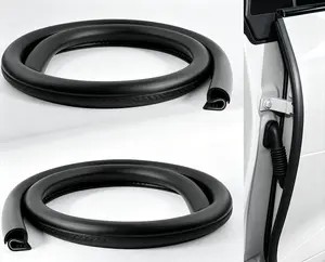 2PCS 2.62Ft Adjustable Automotive Weather Stripping Door Seal, Open-End Car Door Weather Seal with Upgraded U-Shaped Fixing Steel Strip & Bayonet, Thickened Rubber Edge Trim for Cars