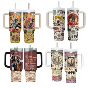 Vintage Moon Stevie Nicks Sister 40oz Tumbler With Handle | Retro Boho Witchy Cup | Mystic Hippie Aesthetic Tumbler | Gift for Rock Era Fans