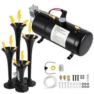 GARVEE 150DB Train Horns Kit, 4 Trumpets Truck Air Horn Kit with 0.8 Gallon Tank & 120 PSI Air Compressor, 12V Train Horns for Pickup Trucks, Car, Motorcycle, Semi, Jeep, RV, SUV, Van, Boats
