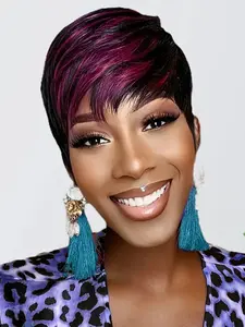 Women's Human Hair Pixie Cut Short Wig, Pixie Wigs, Straight with Layered Haircut, Stylish & Versatile Daily Wear, Perfect for Any Occasion