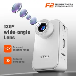 F2 Thumb Camera 1080P HD Mini Portable Camera 1.47-inch IPS Screen with 130° Wide Angle Magnetic Mount Wearable Camera Ideal for Vlogging/Travel/Pets/Cycling Supports 16-128GB Storage Capacity Wearable Recording Camera