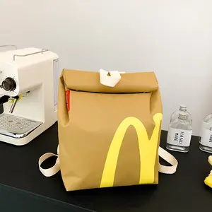 McDonald's bag Shoulder Bag for Women Large Capacity Casual Canvas Paper Crossbody Schoolbag，Funny Canvas Laptop Backpack, Vintage Backpack for Men Women, Work College Travel Rucksack Shoulder Bag Messenger Bag Gifts