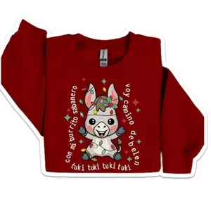 Con Mi Burrito Sabanero Mexican Sweatshirt, Tuki Tuki Donkey Funny Tee Tops Long Sleeve, Spanish Quote Shirt, Full Size, Casual Streetwear Unisex Top, Vintage Mexican Christmas, Shirt For Christmas