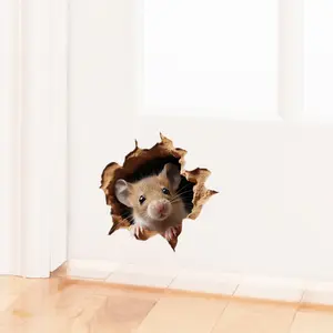 Creative Mouse Hole Wall Sticker, Modern Plastic Design Wall Decal, Unique DIY Room Decor for Home Living Room Bedroom, Adhesive Stickers