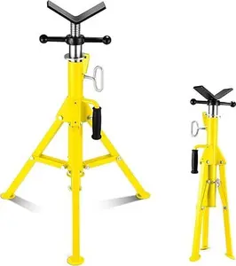 【Christmas Gift】Heavy-Duty Adjustable Folding Pipe Jack Stand |  2500 Lbs Load Capacity with Portable Folding Legs 28-52 Inch Height Adjustable 1/8"-12" Capacity，Yellow