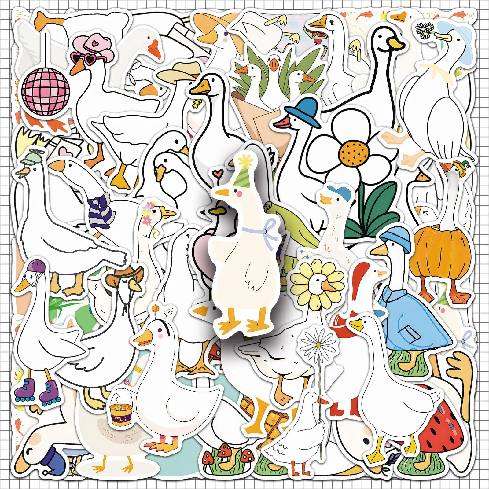 Cute Goose Pattern Sticker, 100pcs/set Waterproof Self Adhesive Decor Paper, Decor Sticker for Gift Greeting Card Water Bottle Laptop Phone Protector Cover, Ornaments