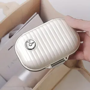✈️ First-class aesthetics for your daily carry. Ribbed Mini Storage Box | Travel Jewelry Case, Cute Pill Dispenser, Hard Shell Vitamin Container, Vitamin Organizer, Packing Hacks (Box Only