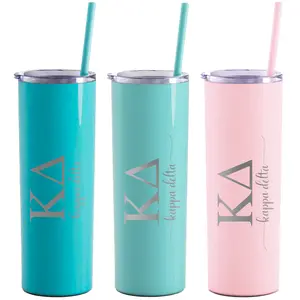 Kappa Delta Greek Letter Script Skinny Tumbler with Straw