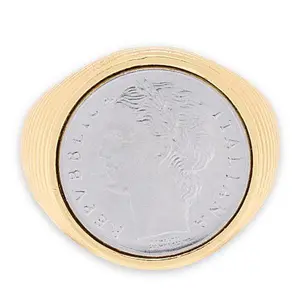 Bellezza Bronze Goldtone 100 Lira Coin Ring