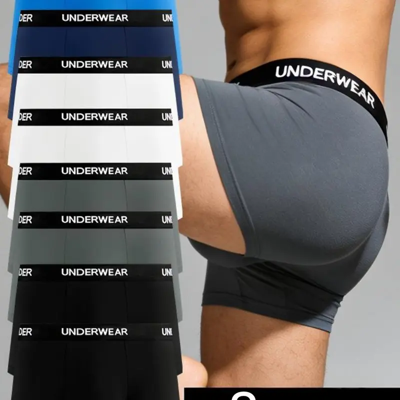 8 pcs Men's Solid color leisure flat cornered underwear, Seamless Boxer Briefs Pack, Soft, loose men's underwear, suitable for Four Seasons and daily wear, Underwear All Seasons, Men's innovative underwear