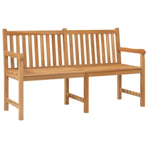vidaXL Outdoor Patio Bench, Garden Bench with Armrests, Front Porch Chair Bench for Patio Porch Poolside Balcony, Farmhouse Style, Solid Wood Teak 316623