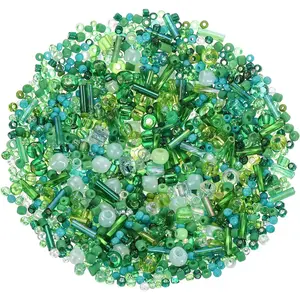 1000 count Mixed Glass Seed Beads, 1-4mm Mini Loose Glass Bugle Beads for DIY Earrings, Necklaces, Bracelets,  Making, Green