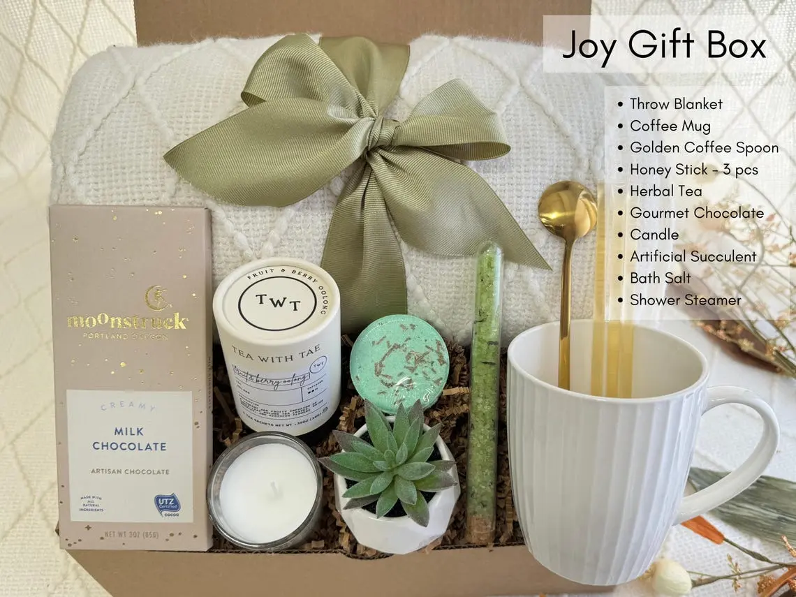CUSTOM IN DESCRIPTION, Hug In A Box, Encouragement Gift, Thank You Gift, Hygge Gift Box, Thinking Of You Box, Cozy Care Package, Self Care Basket, Blanket Gift Box