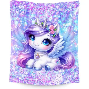 Unicorn Blanket - Girls Blankets for Kids Toddler - 60x80 Inches Soft Flannel Cute Throws for School Nap - Gifts for Daughter Granddaughter