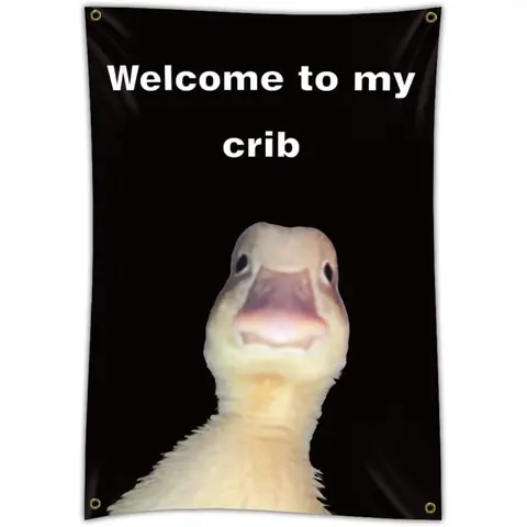 "Welcome To My Crib" Durable Decorative Tapestry Banner - 3x5ft Synthetic Polyester Backdrop, 4 Brass Grommets, Double-Stitched Hem, Fade-Resistant Festive Flag, Dorm-Ready Decor for Bedroom Dorm Decor, University Student Home Supply