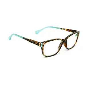 Milan, (Bling) Reading Glasses 4 Women W (L. Colorado, Aquamarine Blue)Genuine European Crystals. Square +1.25.+3  NY Fifth Avenue