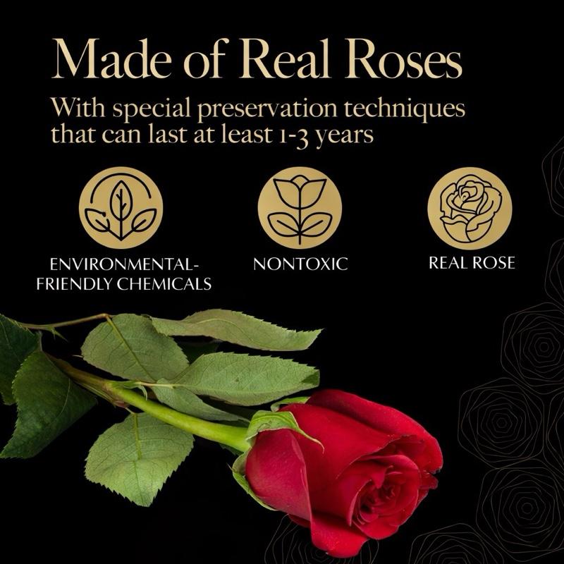 Valentine’s Special: Personalized Eternal Roses Heart Box - 16 Real Preserved Roses in Luxury Heart-shaped Box with message-Perfect for Love Expressions