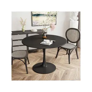 New 2024  Round with Metal Pedestal Base Modern Kitchen in Tulip Design Mid Century Leisure Bar Dining Room Table for 4 6 Person