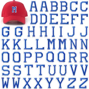 Iron On Letters, 52 count Letter Patches with Ironed Adhesive, Decorate Iron on Letter Patches, Alphabet Embroidered Patch A-Z for T-Shirts, Jeans, Jackets, Socks, Bags, DIY Accessories etc (Blue)