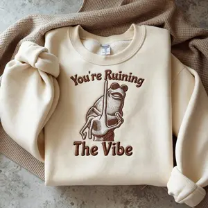 Embroidered Marcus The Worm Sweatshirt, You're Ruining The Vibe Marcus The Worm Meme Sweatshirt, Marcus The Worm Merch, Funny Meme Brain Rot Shirt