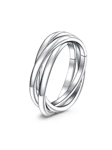 Fashion Criss Cross Design Promise Ring Statement Ring, Stainless Steel Anxiety Rings Jewelry, Engagement Wedding Anniversary Holiday Gift for Women Men Girlfriend Couples